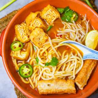 Mee Rebus (Vegan Malaysian noodles in sweet potato gravy)
