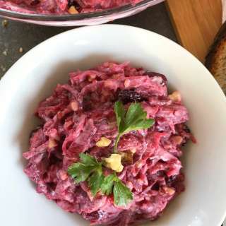 Easy Russian Beet Salad with Walnuts