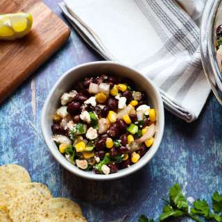 Healthy Corn Black Bean and Feta Dip