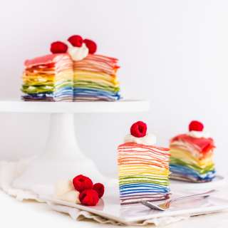 All-Natural Rainbow Mille Crepe Cake
