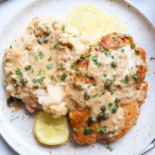 Creamy Pan Fried Piccata with Mashed Potatoes