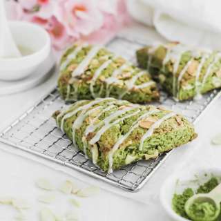 Matcha Almond Scones with Bergamot Glaze