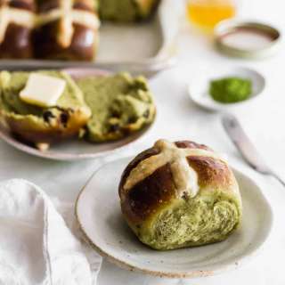 Matcha Yuzu Hot Cross Buns