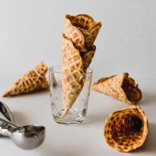 Homemade Ice Cream Waffle Cones (Vanilla and Chocolate)
