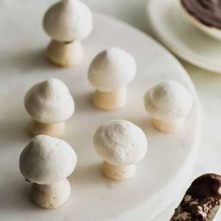 Meringue Mushrooms for Yule Log Cake (Bûche De Noël)