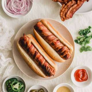 Oven-Baked Bacon Wrapped Hot Dogs