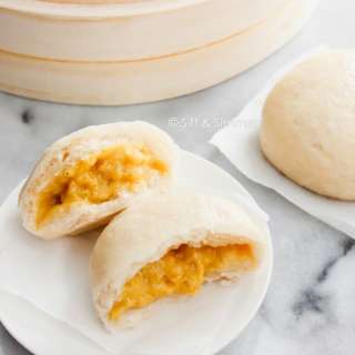 All-Natural Steamed Custard Buns (Lai Wong Bao)
