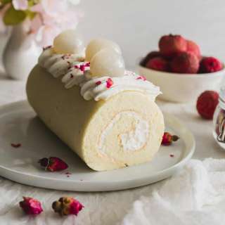 Lychee Rose Cream Roll Cake