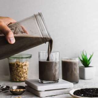 Homemade Black Sesame Oat Milk