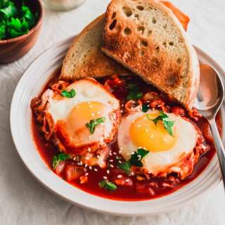 Spicy Gochujang Eggs in Purgatory