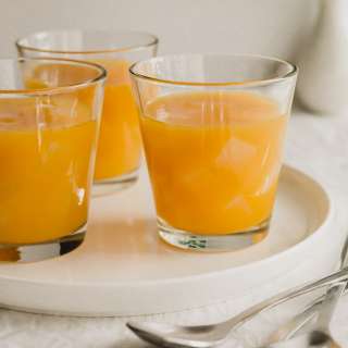 Mango Pudding with Nata de Coco Jelly