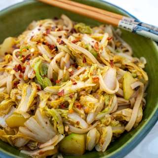 Rice Noodle Napa Cabbage Stir Fry