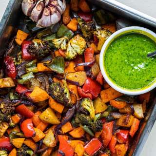 Roasted Vegetables with Cilantro Dressing