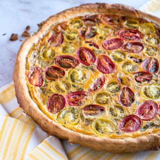 Cherry Tomato and Basil Quiche