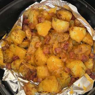 Air Fryer Cheesy Bacon Potatoes