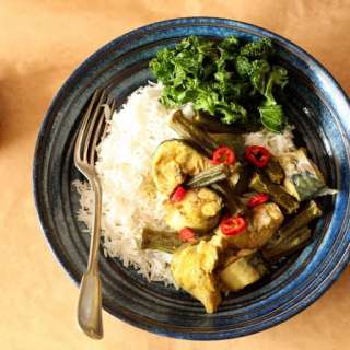 Roast Okra and Fish Curry