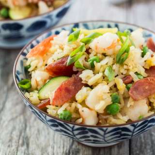 Chinese Sweet Sausage and Shrimp Fried Rice
