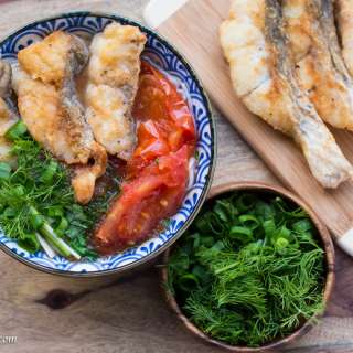 Vietnamese fried fish noodle soup (Bun ca)