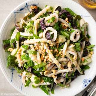 Grilled Squid Salad with Fresh Herbs and Ginger Dressing