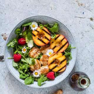 Grilled Scallop and Balsamic Grilled Peach Salad