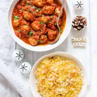 Harissa Meatballs, Saffron Rice & Harissa Butter Corn - GF
