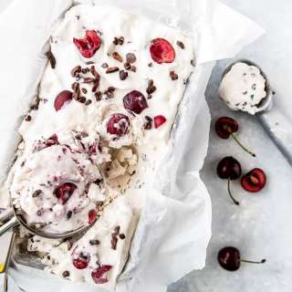 No Churn Low Carb Ice Cream With Cherries and Chocolate Chips