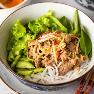 Vietnamese Lemongrass Pork Noodle Salad (Bun Thit Xao)