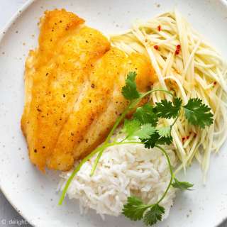 Vietnamese Fried Fish with Green Mango Salad