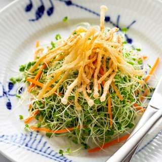 Crispy Enoki Mushrooms and Microgreens Salad