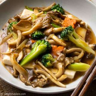 Steamed Tofu with Mushrooms and Vegetables