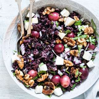 USA Wild Rice Salad with Pickled Grapes, Walnuts & Brie