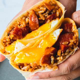 Longanisa with Adobo Fried Rice Burrito