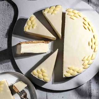 Decadent no-bake Milkybar cheesecake with mascarpone