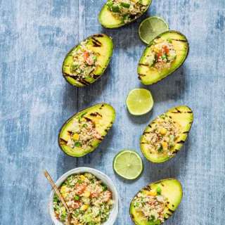 Grilled Avocadoes Stuffed With Veggie Quinoa