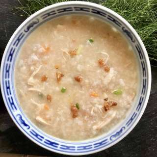 Leftover roast chicken congee (jook)
