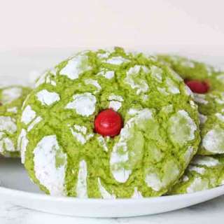 Grinch Crinkle Cookies (Vegan)