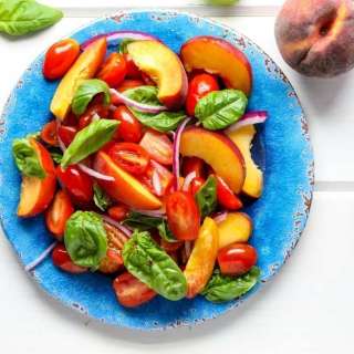 Tomato Peach Salad with Basil