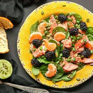 Salmon, Spinach Mandarin Orange Salad