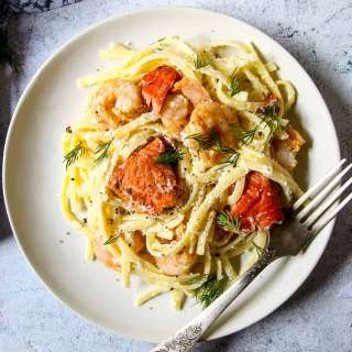 Shrimp and Salmon Alfredo