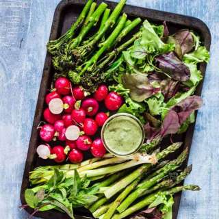 Spring Vegetable Platter And Avocado Green Goddess Dip