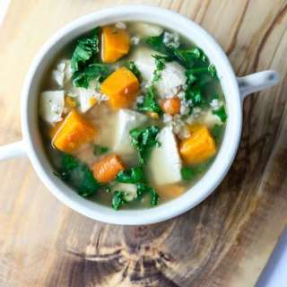 Buckwheat Soup with Turkey, Sweet Potato & Kale