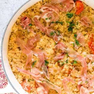 Cheesy Quinoa Porridge with Grana Padano and Prosciutto di San Daniele {Gluten Free}