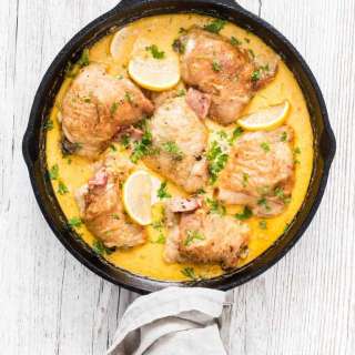 Skillet Chicken and Bacon In A Creamy Mustard Sauce {Gluten-Free}