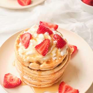 Fluffy Strawberry Waffles