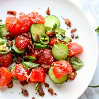 Watermelon Salad with Jalapeno and Bacon