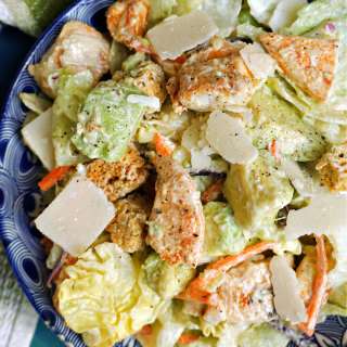 Grilled Chicken Caesar Salad with Yogurt Dressing