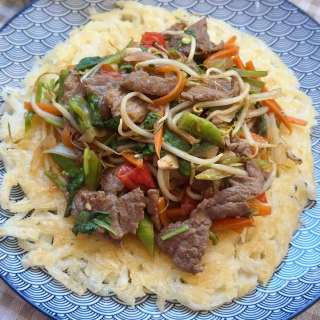 Phở Áp Chảo (Hanoi-style Crispy Pan-Fried Phở with Beef)