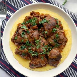 Chicken Liver and Onions with Polenta