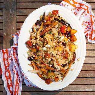 Quinoa Salad with Roast Vegetables, Feta, and Herbs