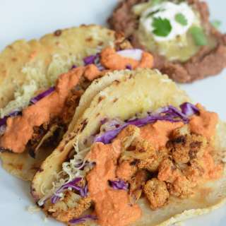 Smoky Cauliflower Tacos (with a Blender Romesco Sauce)